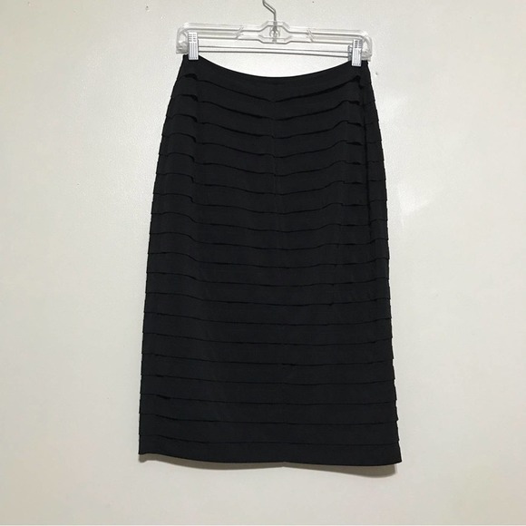 Tadashi Black Stretchy Pencil Skirt Layered Detail - Picture 5 of 5